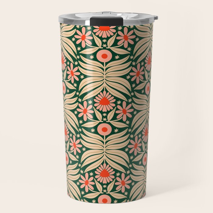 Winter Floral - Christmas pattern Travel Mug Gallery Image 1