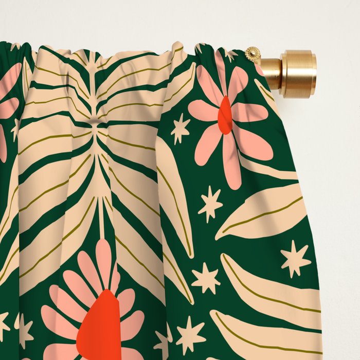 Winter Floral - Christmas pattern Window Curtain Gallery Image 2