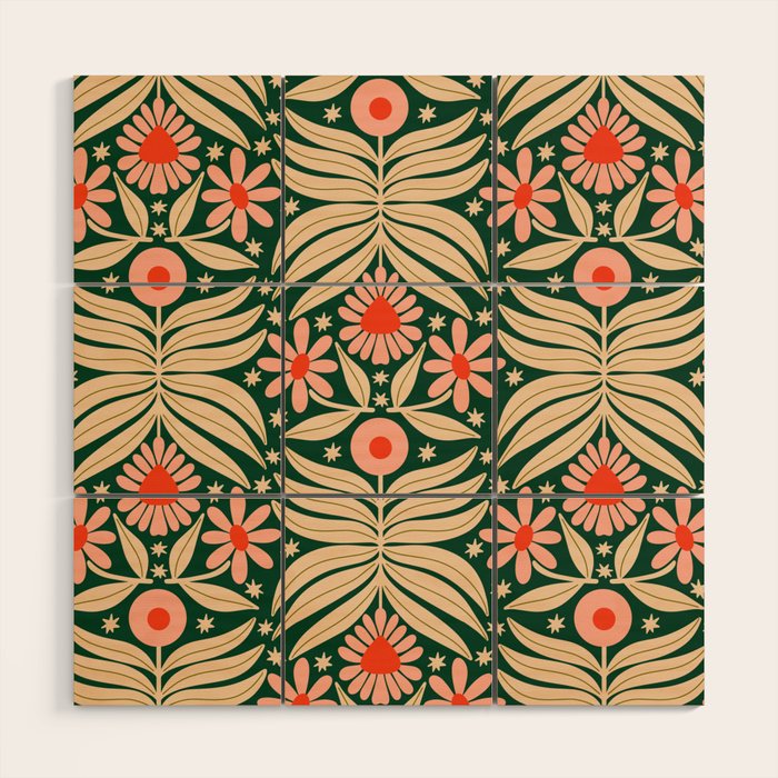Winter Floral - Christmas pattern Wood Wall Art Gallery Image 1