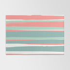Festive, Abstract, Colorful Stripes, Coral and Teal Green Rug Gallery Image 2