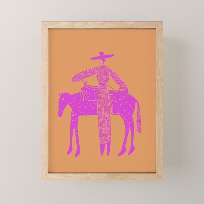 Solo Steady Cotton Candy â Vibrant Cowgirl Art Mini Art Print Gallery Image 1
