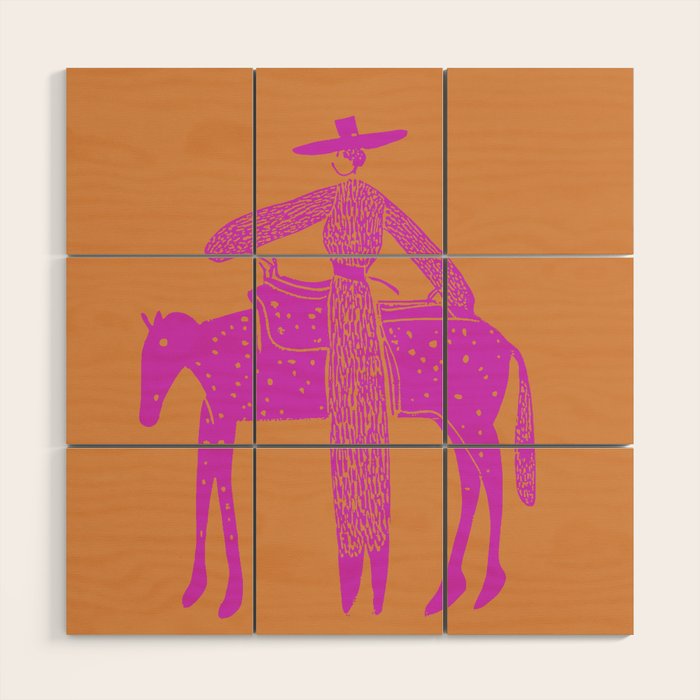 Solo Steady Cotton Candy â Vibrant Cowgirl Art Wood Wall Art Gallery Image 1