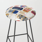 Vintage canned sardines // white background peacock teal and mandy red cans  Stool Gallery Image 2