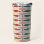 Coastal Fish Stripes Retro Pattern in Red Green Yellow Baby Blue Travel Mug Gallery Image 2