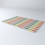 Coastal Fish Stripes Retro Pattern in Red Green Yellow Baby Blue Rug Gallery Image 3