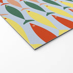 Coastal Fish Stripes Retro Pattern in Red Green Yellow Baby Blue Welcome Mat Gallery Image 2