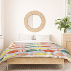 Coastal Fish Stripes Retro Pattern in Red Green Yellow Baby Blue Duvet Cover Gallery Image 3