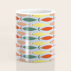 Coastal Fish Stripes Retro Pattern in Red Green Yellow Baby Blue Coffee Mug Gallery Image 4