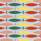 Coastal Fish Stripes Retro Pattern in Red Green Yellow Baby Blue Coffee Mug Gallery Image 2