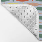 Coastal Fish Stripes Retro Pattern in Red Green Yellow Baby Blue Bath Mat Gallery Image 2