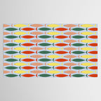 Coastal Fish Stripes Retro Pattern in Red Green Yellow Baby Blue Tablecloth Gallery Image 2