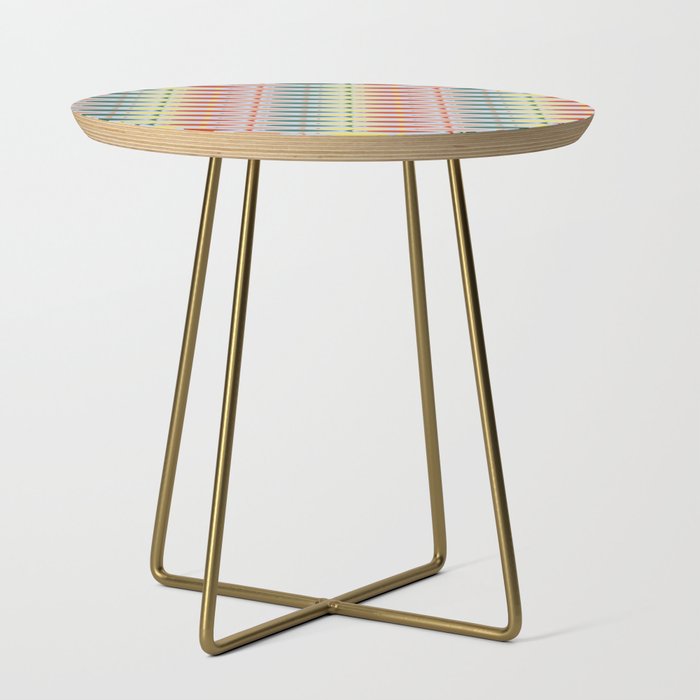 Coastal Fish Stripes Retro Pattern in Red Green Yellow Baby Blue Side Table Gallery Image 1