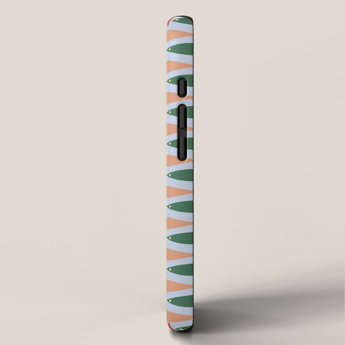 Coastal Fish Stripes Retro Pattern in Red Green Yellow Baby Blue iPhone Case Gallery Image 2