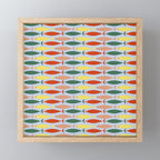 Coastal Fish Stripes Retro Pattern in Red Green Yellow Baby Blue Mini Art Print Gallery Image 1