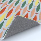 Coastal Fish Stripes Retro Pattern in Red Green Yellow Baby Blue Rug Gallery Image 4