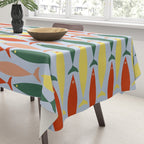 Coastal Fish Stripes Retro Pattern in Red Green Yellow Baby Blue Tablecloth Gallery Image 3