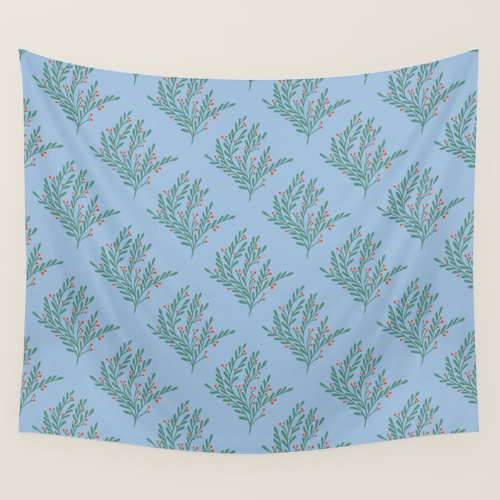 Seasonal branches with berries Wall Tapestry Gallery Image 1