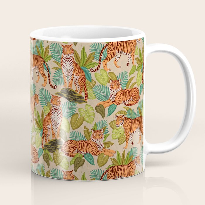 Jungle Tigers In Sand Brown Coffee Mug Gallery Image 1