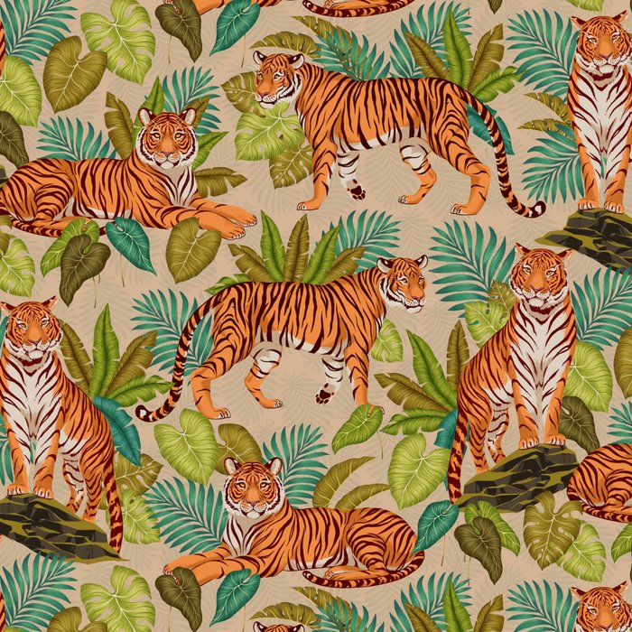 Jungle Tigers In Sand Brown Coffee Mug Gallery Image 2