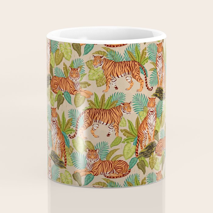 Jungle Tigers In Sand Brown Coffee Mug Gallery Image 4