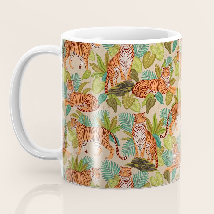 Jungle Tigers In Sand Brown Coffee Mug Gallery Image 3