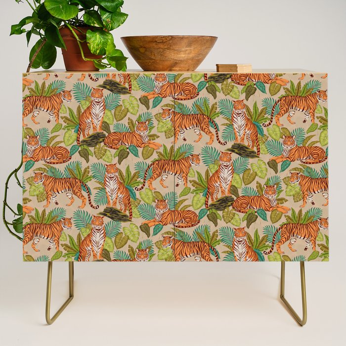 Jungle Tigers In Sand Brown Credenza Gallery Image 1