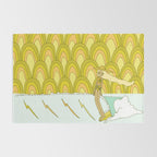 retro rainbow daydreams lady slide // retro surf art by surfy birdy Rug Gallery Image 2