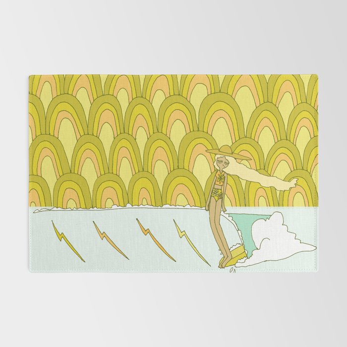 retro rainbow daydreams lady slide // retro surf art by surfy birdy Rug Gallery Image 2