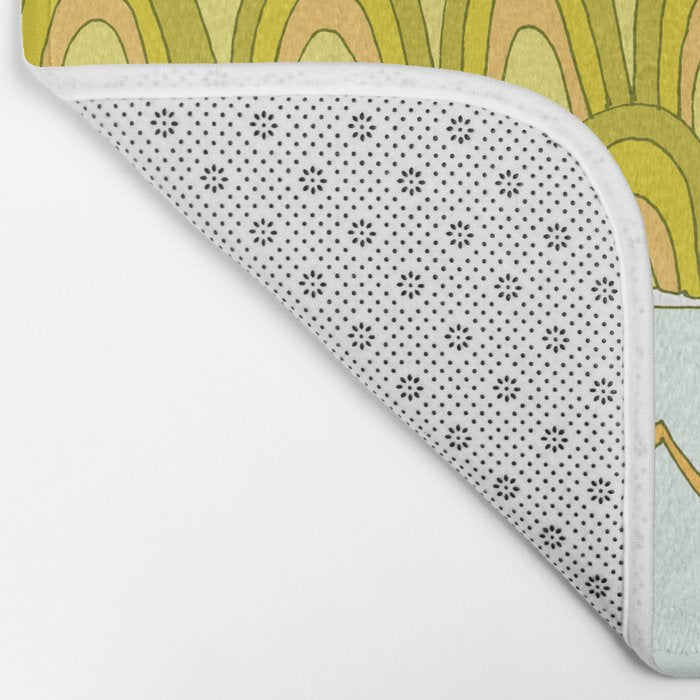 retro rainbow daydreams lady slide // retro surf art by surfy birdy Bath Mat Gallery Image 2