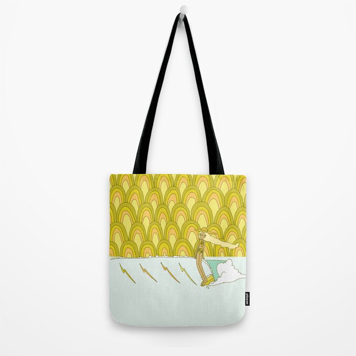 retro rainbow daydreams lady slide // retro surf art by surfy birdy Tote Bag Gallery Image 2