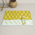 retro rainbow daydreams lady slide // retro surf art by surfy birdy Rug Gallery Image 1