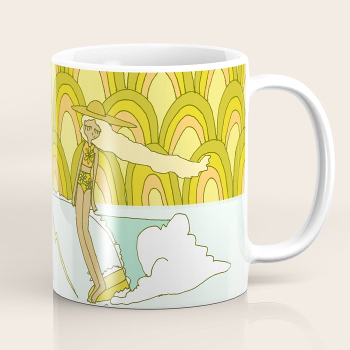 retro rainbow daydreams lady slide // retro surf art by surfy birdy Coffee Mug Gallery Image 1