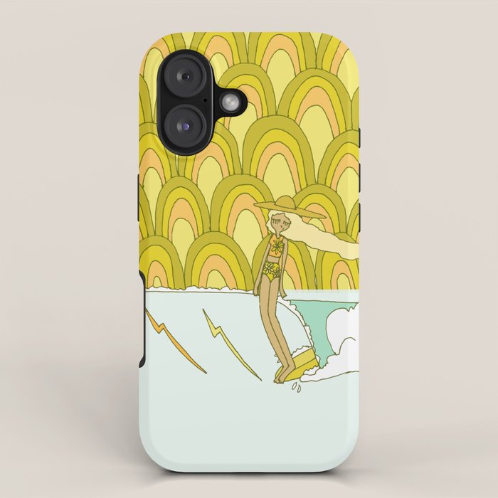 retro rainbow daydreams lady slide // retro surf art by surfy birdy iPhone Case Gallery Image 1
