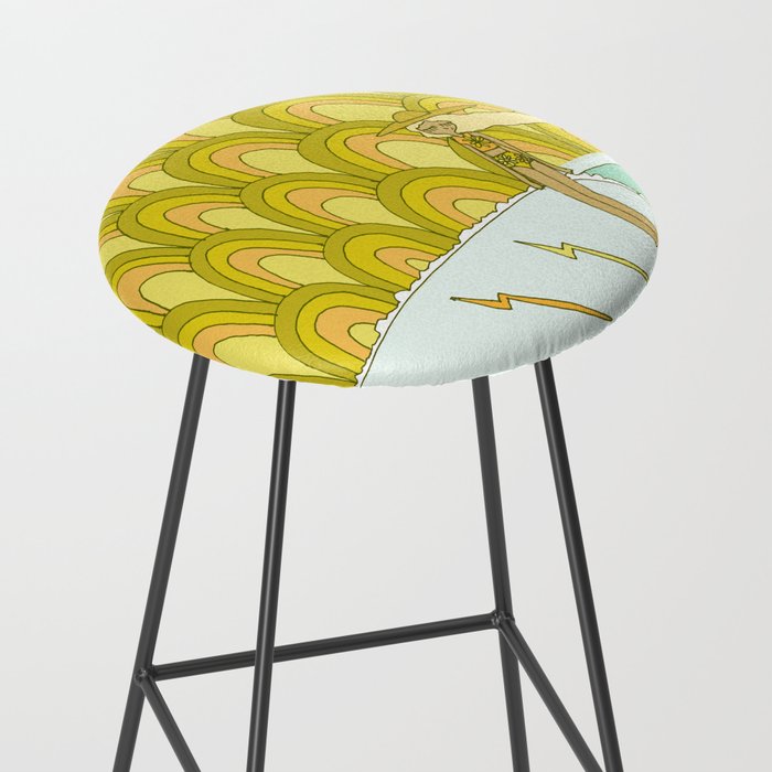 retro rainbow daydreams lady slide // retro surf art by surfy birdy Stool Gallery Image 2