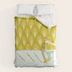 retro rainbow daydreams lady slide // retro surf art by surfy birdy Duvet Cover Gallery Image 6