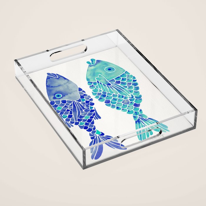 Indonesian Fish Duo - Navy & Turquoise Palette Acrylic Tray Gallery Image 1
