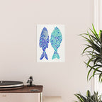 Indonesian Fish Duo - Navy & Turquoise Palette Poster Gallery Image 2
