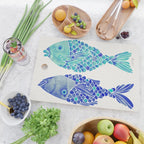 Indonesian Fish Duo - Navy & Turquoise Palette Cutting Board Gallery Image 2