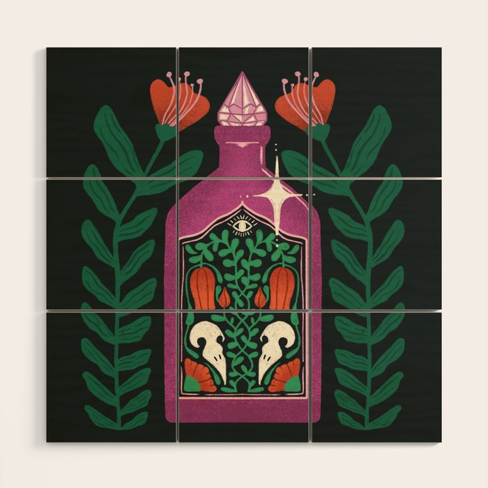 Purple Crystal Potion Wood Wall Art Gallery Image 1