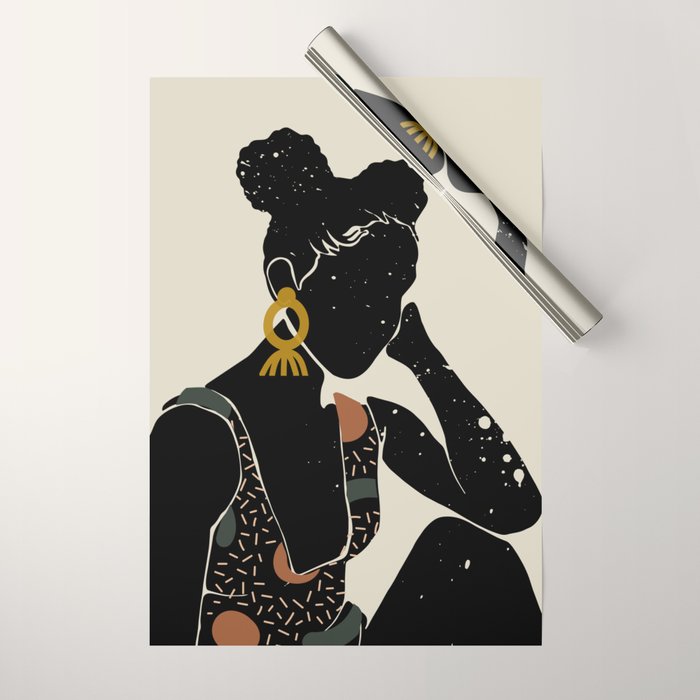 Black Hair No. 6 Wrapping Paper Gallery Image 1