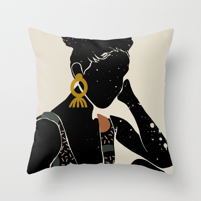 Black Hair No. 6 Throw Pillow Gallery Image 1