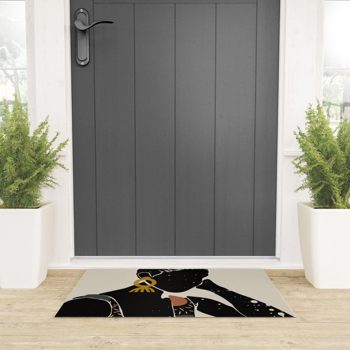 Black Hair No. 6 Welcome Mat Gallery Image 3
