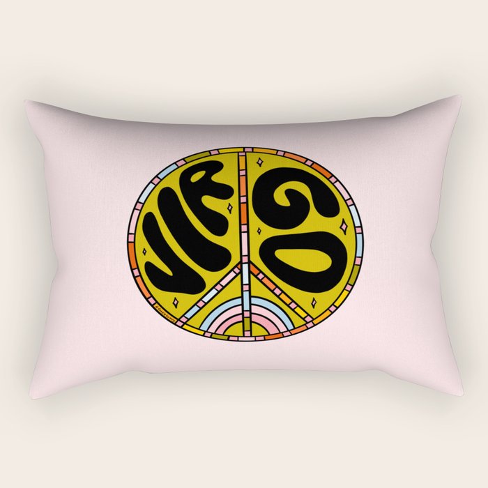 Virgo Peace Sign Rectangular Pillow Gallery Image 1