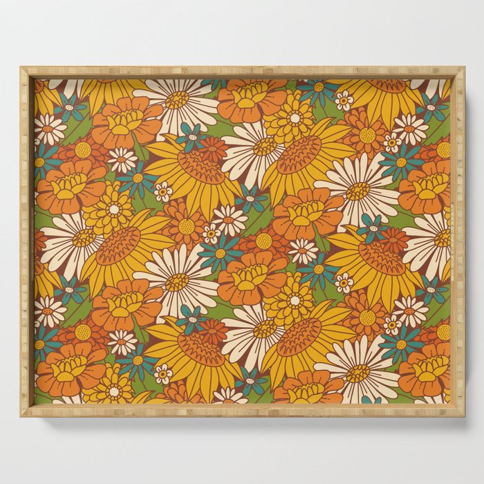 70s Retro Floral Serving Tray Gallery Image 1