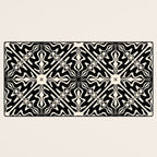 Murcia Spanish Tile Pattern in Black and Almond Cream Desk Mat Gallery Image 3