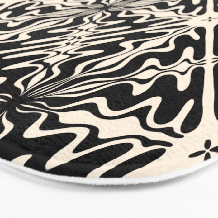 Murcia Spanish Tile Pattern in Black and Almond Cream Bath Mat Gallery Image 3