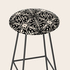 Murcia Spanish Tile Pattern in Black and Almond Cream Stool Gallery Image 2