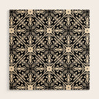 Murcia Spanish Tile Pattern in Black and Almond Cream Wood Wall Art Gallery Image 1