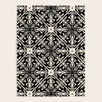 Murcia Spanish Tile Pattern in Black and Almond Cream Poster Gallery Image 4
