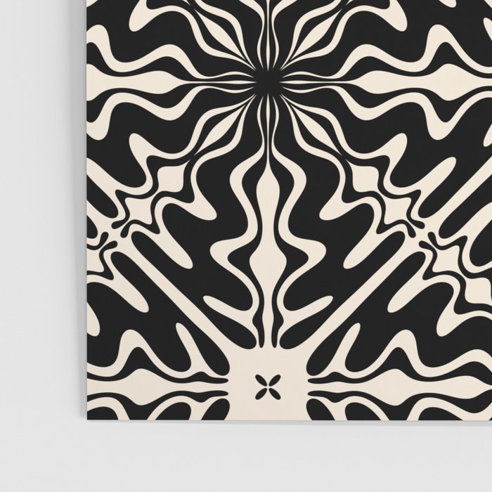 Murcia Spanish Tile Pattern in Black and Almond Cream Poster Gallery Image 3